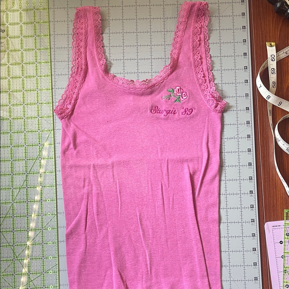 Harley-Davidson Pink Lace Trim Tank Top 1003